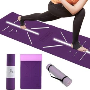 6mm Yoga Mat with Alignment Lines & Free Strap