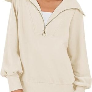 ANRABESS Women Quarter Zip Oversized Sweatshirt