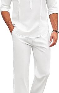 COOFANDY Men's Casual Cotton Linen Set