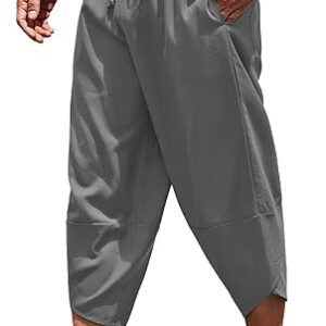 COOFANDY Men's Linen Harem Capri Pants