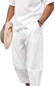 COOFANDY Men's Linen Henley Set