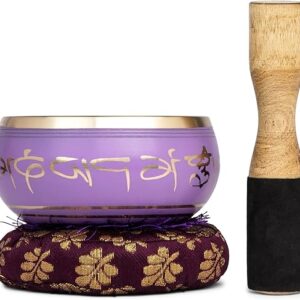 Purple Singing Bowl Set for Meditation