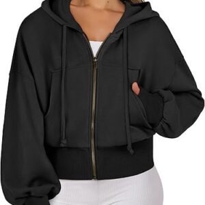 Zip Up Cropped Hoodie with Pockets